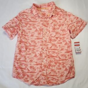 Cat & Jack Boys Button-Up Shirt L (12/14) | Dino Print | NWT/NWOT